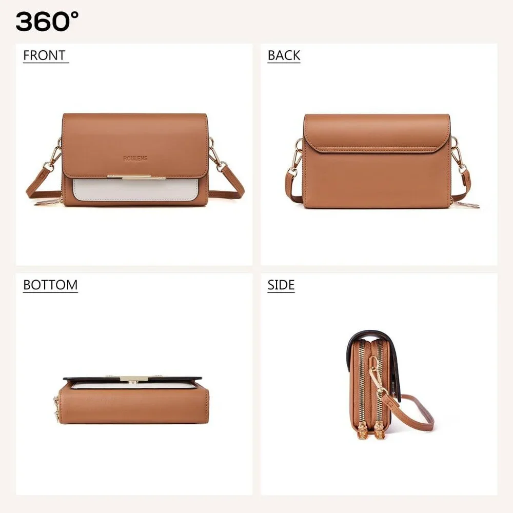 Small PU Leather Crossbody Bag for Women with Card Slots Lightweight Compact
